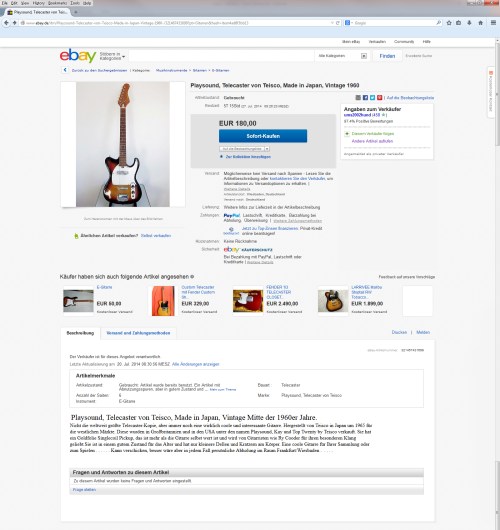 Playsound, Telecaster copy by Teisco, Made in Japan, mid 1960′s