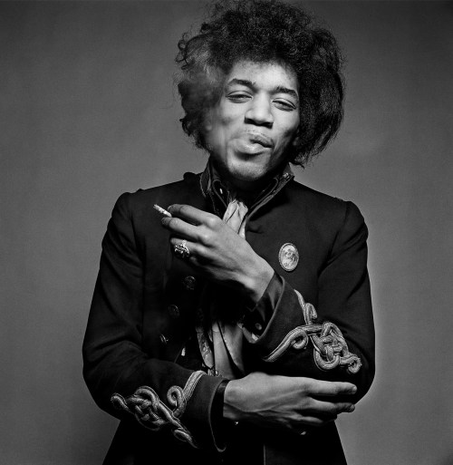 Gered Mankowitz, Jimi Hendrix "Smoking" taken in early 1967 in Gered's Masons Yard studio in London, © Bowstir Ltd