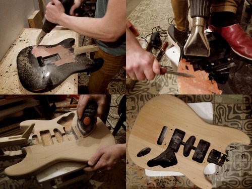 Sripping a guitar body