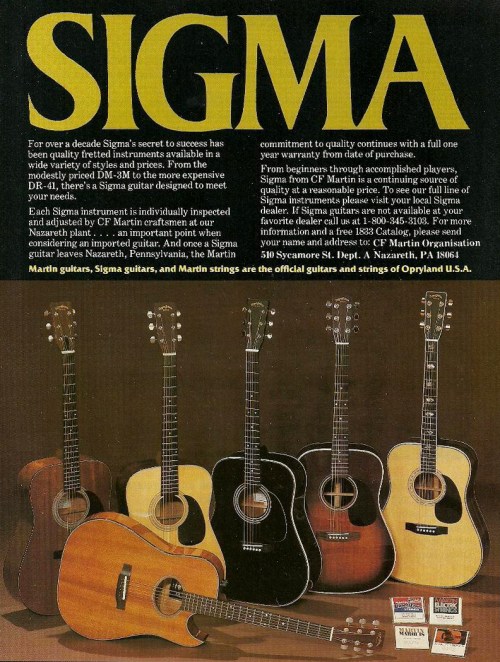 Sigma D-41 Made in Japan 1982 guitar ad