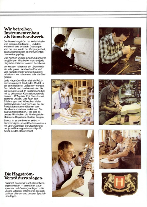 Hagström Western 6 Made in Sweden catalogue 1978