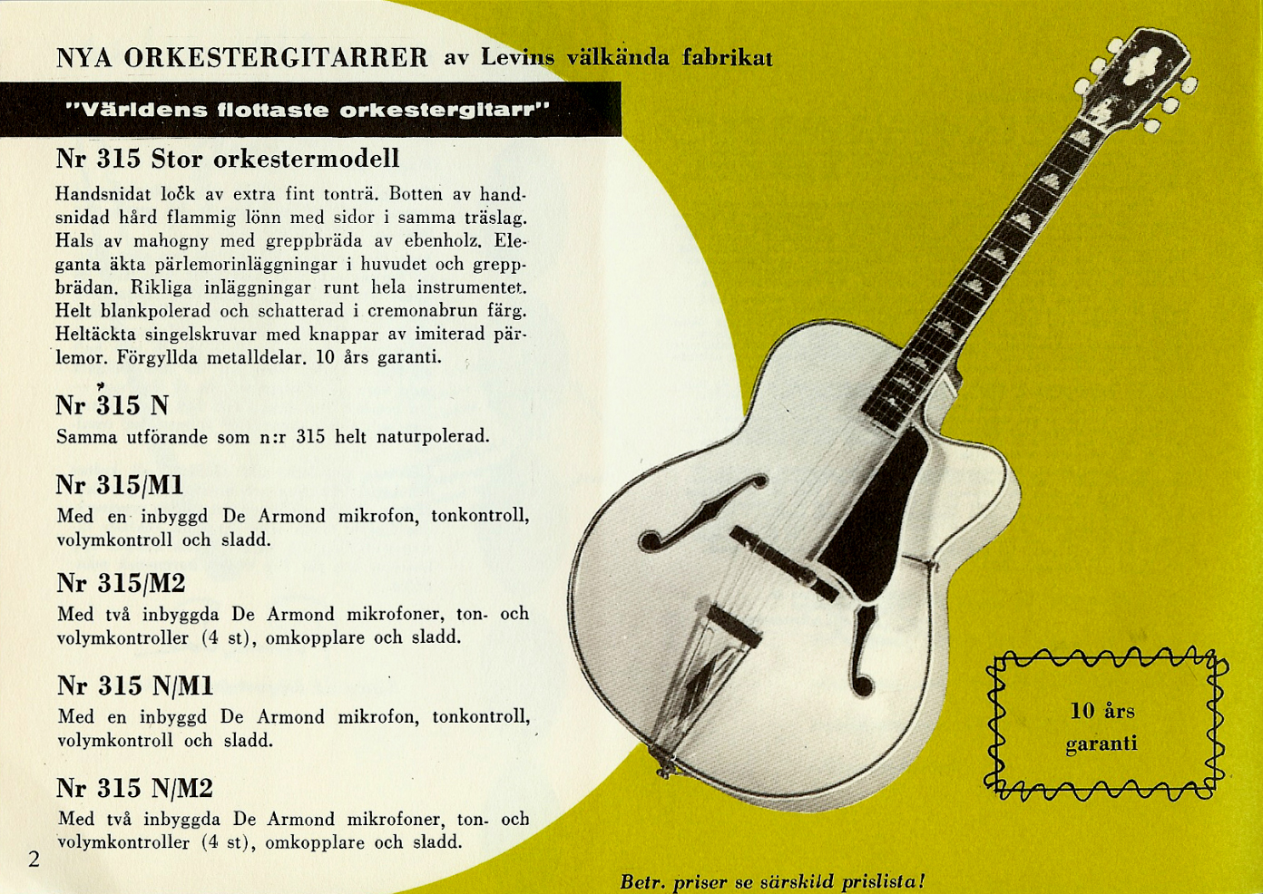 Levin 315N, 1959 Harriers Musikkatalog, Levin catalog